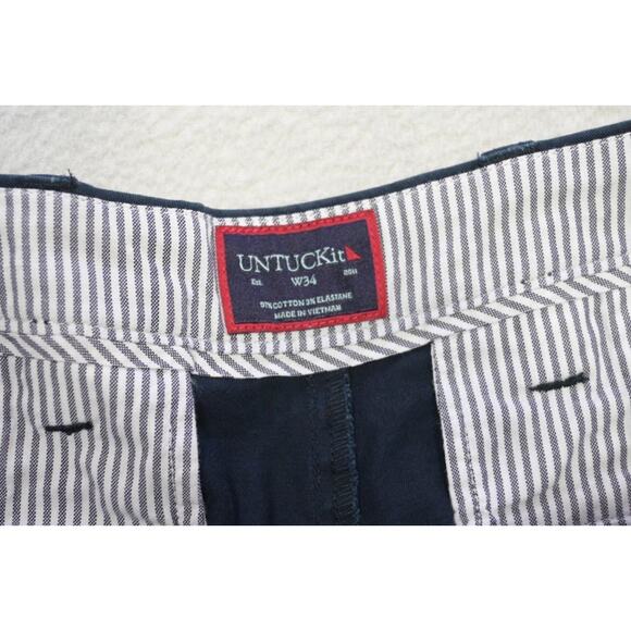 Untuckit Khaki Chino Shorts Stretch Navy Flat St. Vincent 9" INS Mens Size 34 - Picture 3 of 6